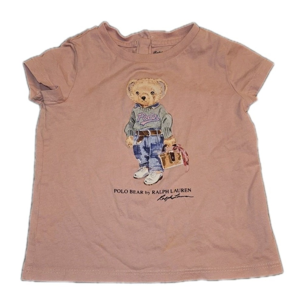Polo Ralph‎ Lauren Polo Bear Graphic Pink T-shirt Toddler Girls Size 12M